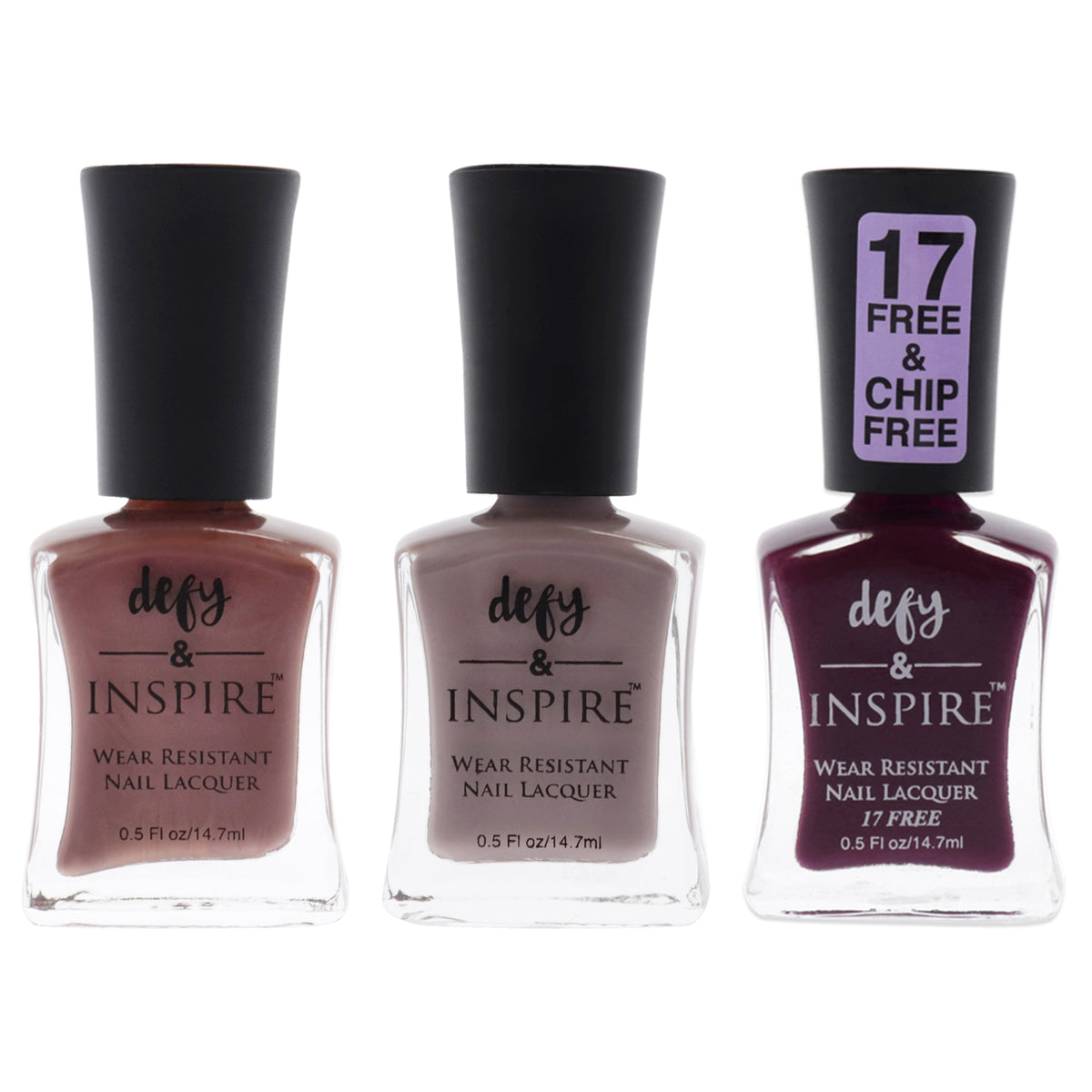 Wear Resistant Nail Lacquer Kit by Defy and Inspire for Women - 3 Pc Kit 0.5oz Nail Polish - 142 Behind Closed Doors, 0.5oz Nail Polish - 143 Chopping Block, 0.5oz Nail Polish - 230 Bridezilla