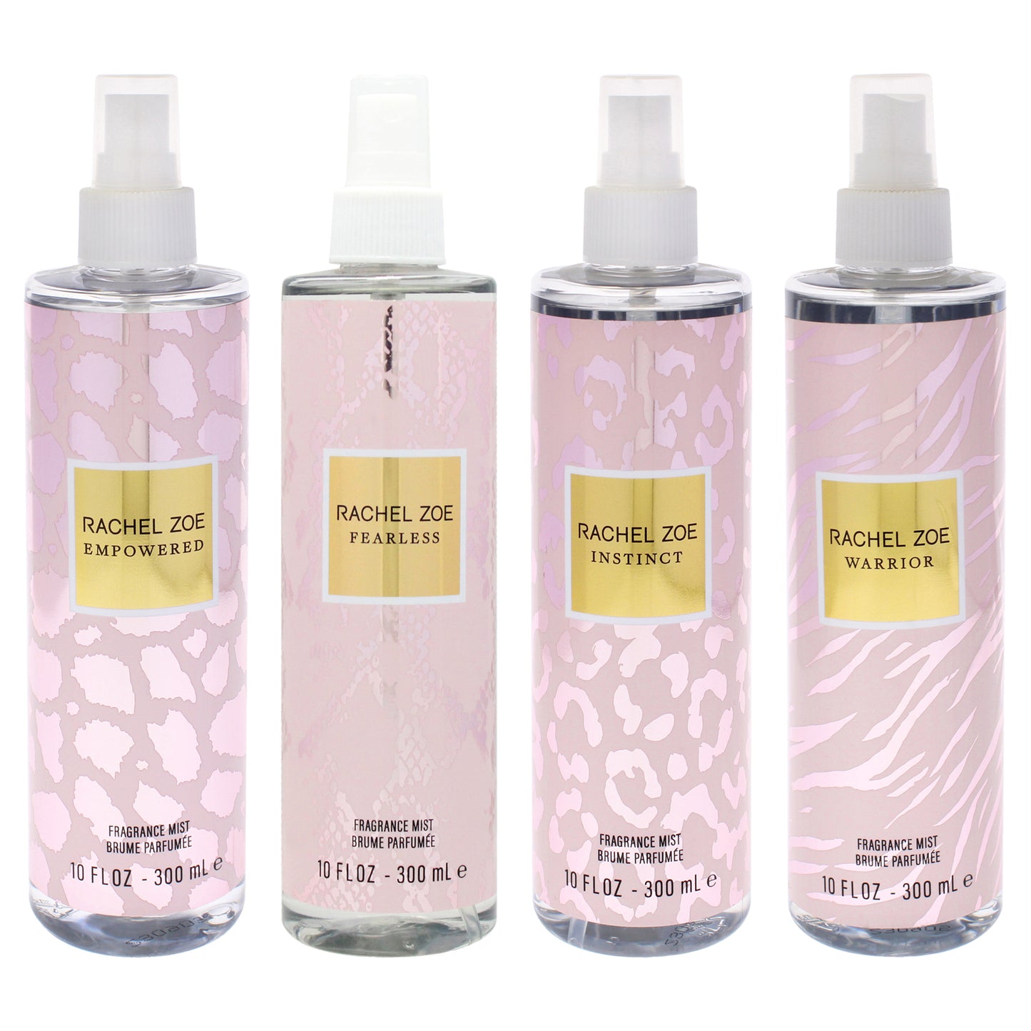Rachel Zoe Kit by Rachel Zoe for Women - 4 Pc Kit 10oz Fragrance Mist - Empowered - Pink, 10oz Fragrance Mist - Warrior - Pink, 10oz Fragrance Mist - Fearless - Pink, 10oz Fragrance Mist - Instinct - Pink