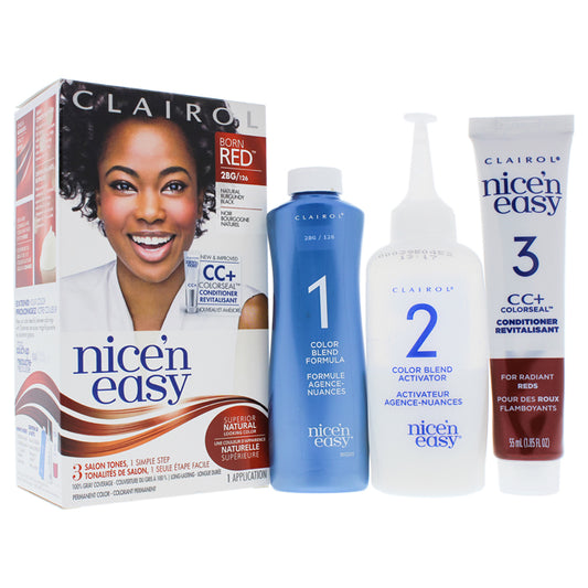 Nice n Easy Permanent Color - 2BG 126 Natural Burgundy Black by Clairol for Women - 1 Application Hair Color