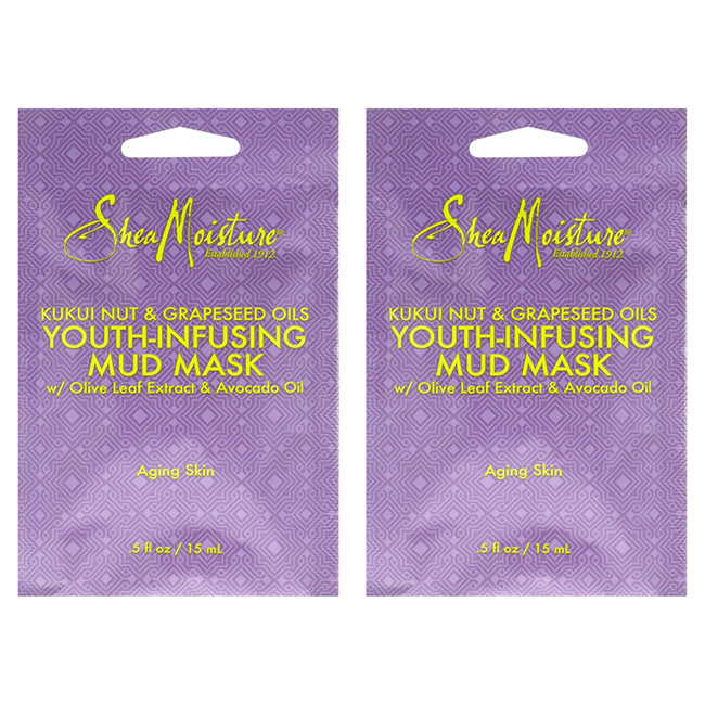 Kukui Nut & Grapeseed Oils Youth-Infusing Mud Mask - Pack of 2 by Shea Moisture for Unisex - 0.5 oz Mask