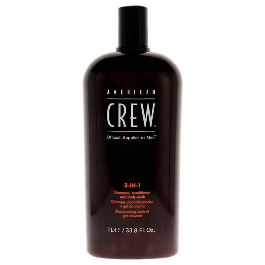 3-In-1 Shampoo, Conditioner and Body Wash by American Crew for Men - 33.8 oz Shampoo, Conditioner and Body Wash