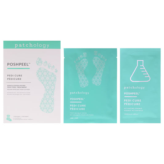 Poshpeel Pedi Cure by Patchology for Unisex - 6 Pc 2 Pairs Foot Mask, 4x0.68oz Activating Essence