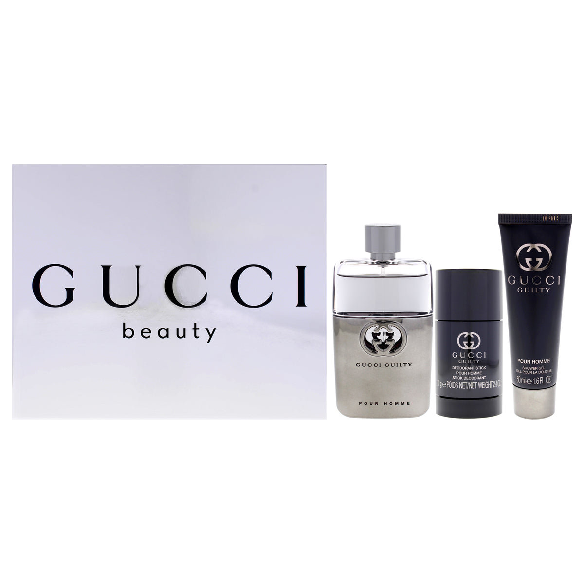 Gucci Guilty by Gucci for Men - 3 Pc Gift Set 3oz EDT Spray, 2.4oz Deodorant Stick, 1.6oz Shower Gel