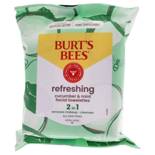 Facial Cleansing Towelettes - Cucumber and Mint by Burts Bees for Unisex - 30 Count Towelettes