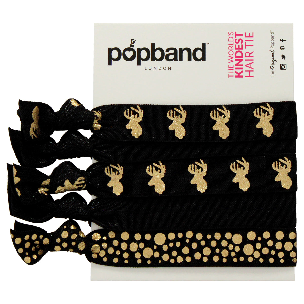 Hair Tie - Stag by Popband for Women - 5 Pc Hair Bands