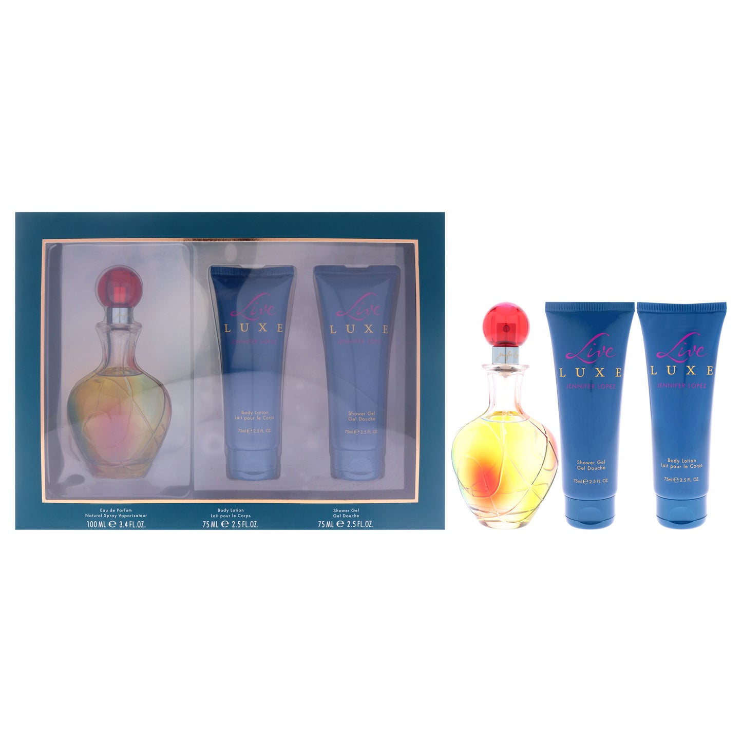 Live Luxe by Jennifer Lopez for Women - 3 Pc Gift Set 3.4oz EDP Spray, 2.5oz Shower Gel, 2.5oz Body Lotion
