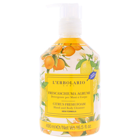 Citrus Fresh Foam Hand and Body Cleanser by LErbolario for Unisex - 16.5 oz Cleanser