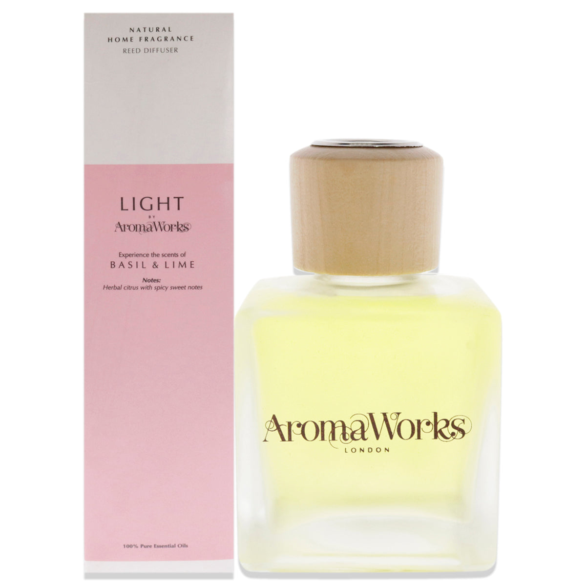 Light Reed Diffuser - Basil and Lime by Aromaworks for Unisex - 3.4 oz Reed Diffuser