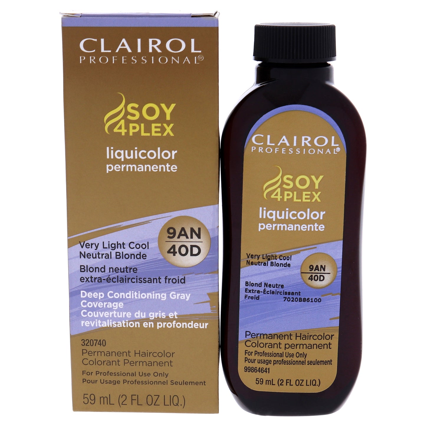 Soy 4 Plex Liquicolor Permanent Hair Color - 40D Very Light Cool Neutral Blonde by Clairol for Unisex - 2 oz Hair Color