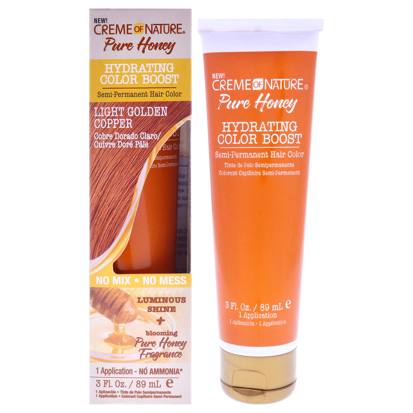 Pure Honey Hydrating Color Boost Semi-Permanent Hair Color - Light Golden Copper by Creme of Nature for Unisex - 3 oz Hair Color