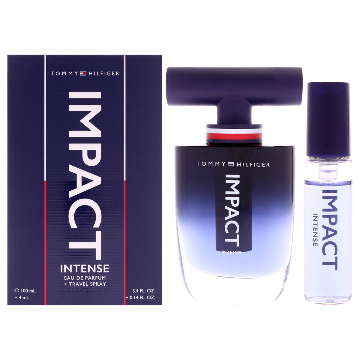 Impact Intense by Tommy Hilfiger for Men - 2 Pc Gift Set 3.4oz EDP Spray, 4ml Travel Spray (Mini)