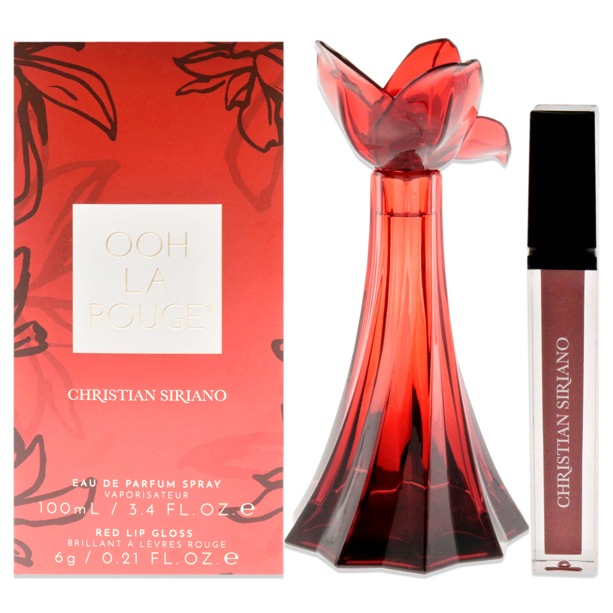 Ooh La Rouge by Christian Siriano for Women - 2 Pc Gift Set 3.4 oz EDP Spray, 0.21oz Red Lip Gloss