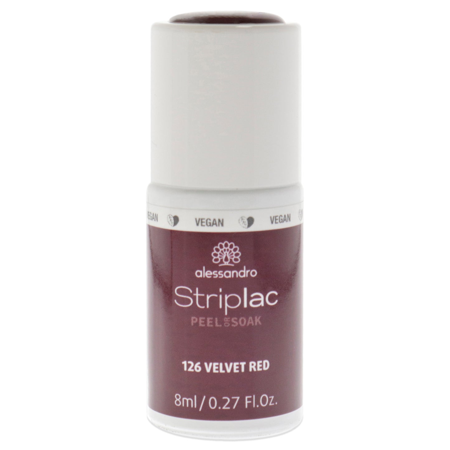Striplac Peel or Soak - 126 Velvet Red by Alessandro for Women - 0.27 oz Nail Polish