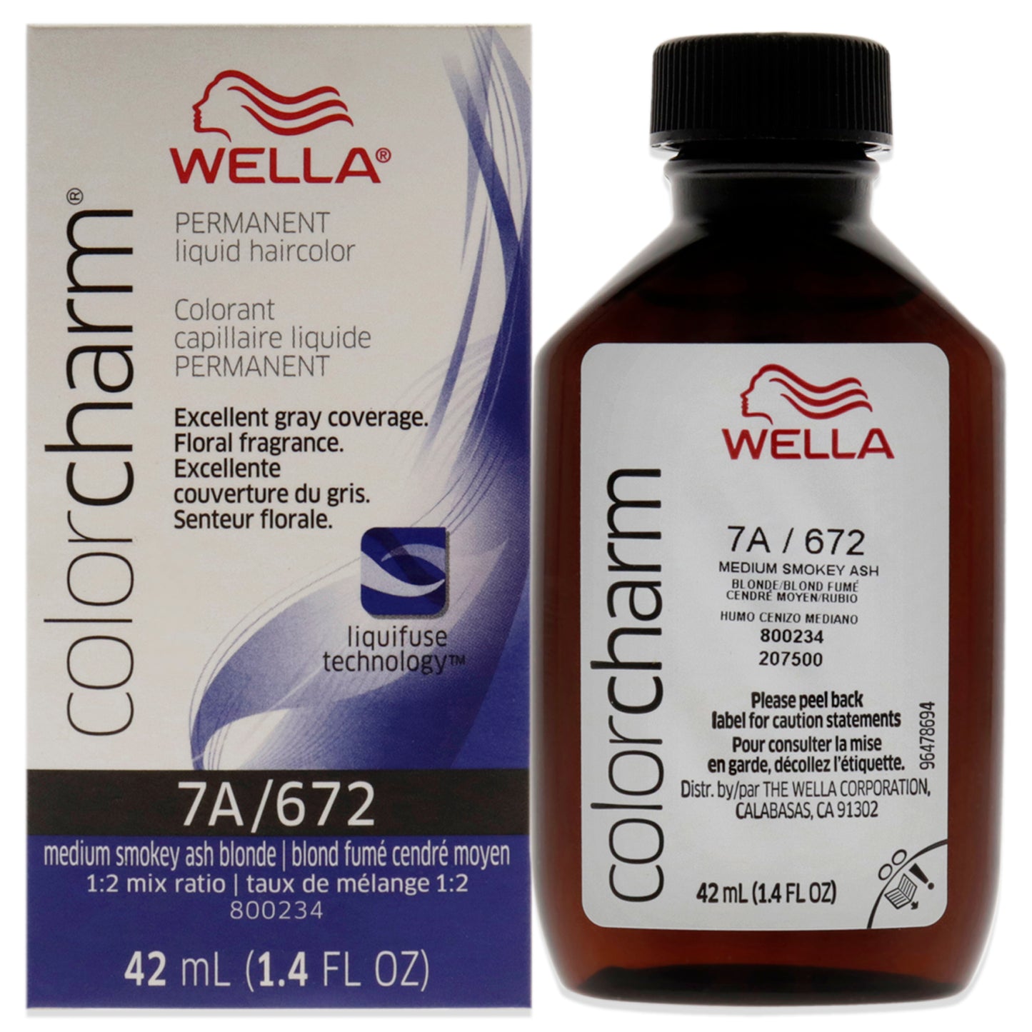 Color Charm Permanent Liquid Hair Color - 7A Medium Smoky Ash Blonde by Wella for Unisex - 1.42 oz Hair Color
