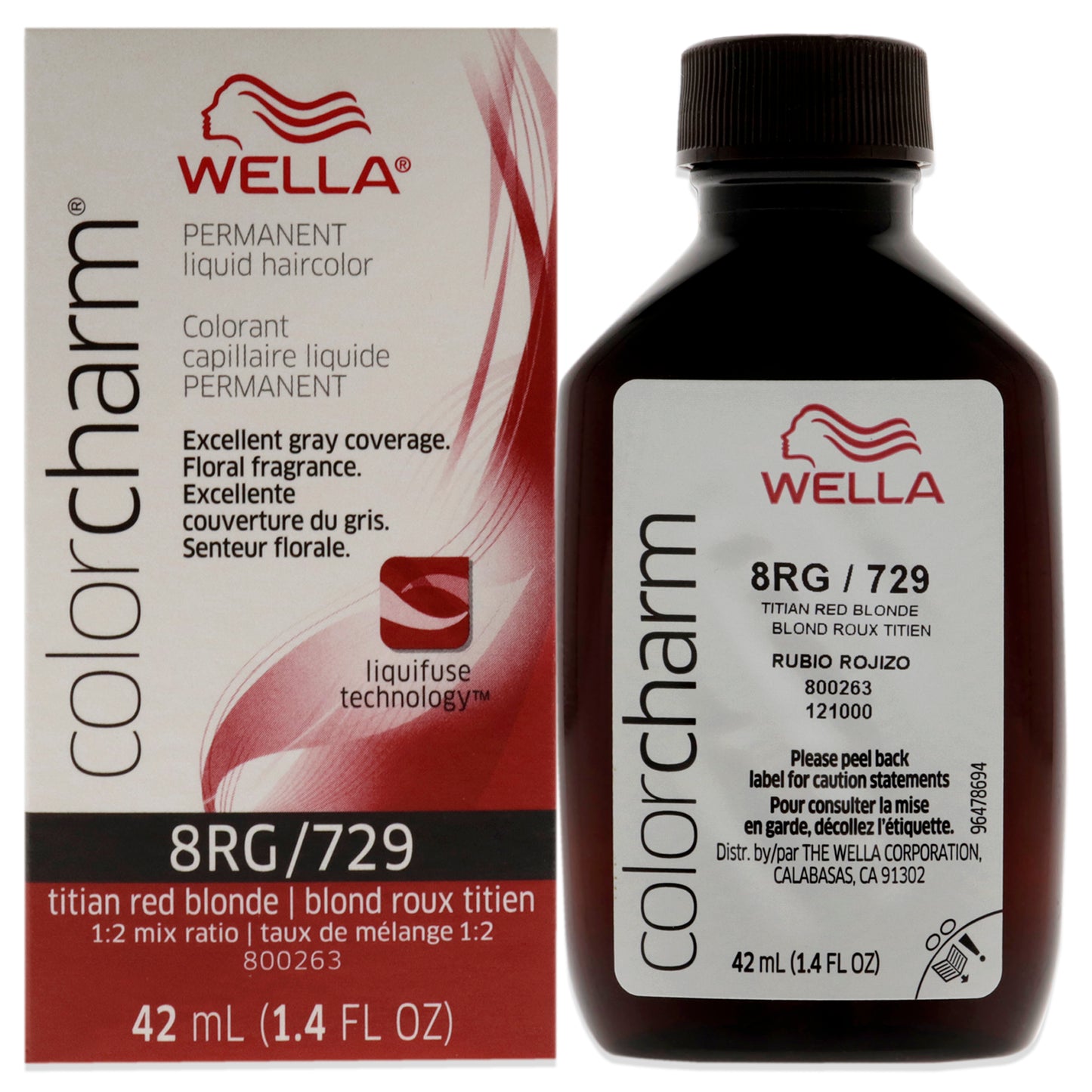 Color Charm Permanent Liquid Hair Color - 729 8RG Titian Red Blonde by Wella for Unisex - 1.42 oz Hair Color