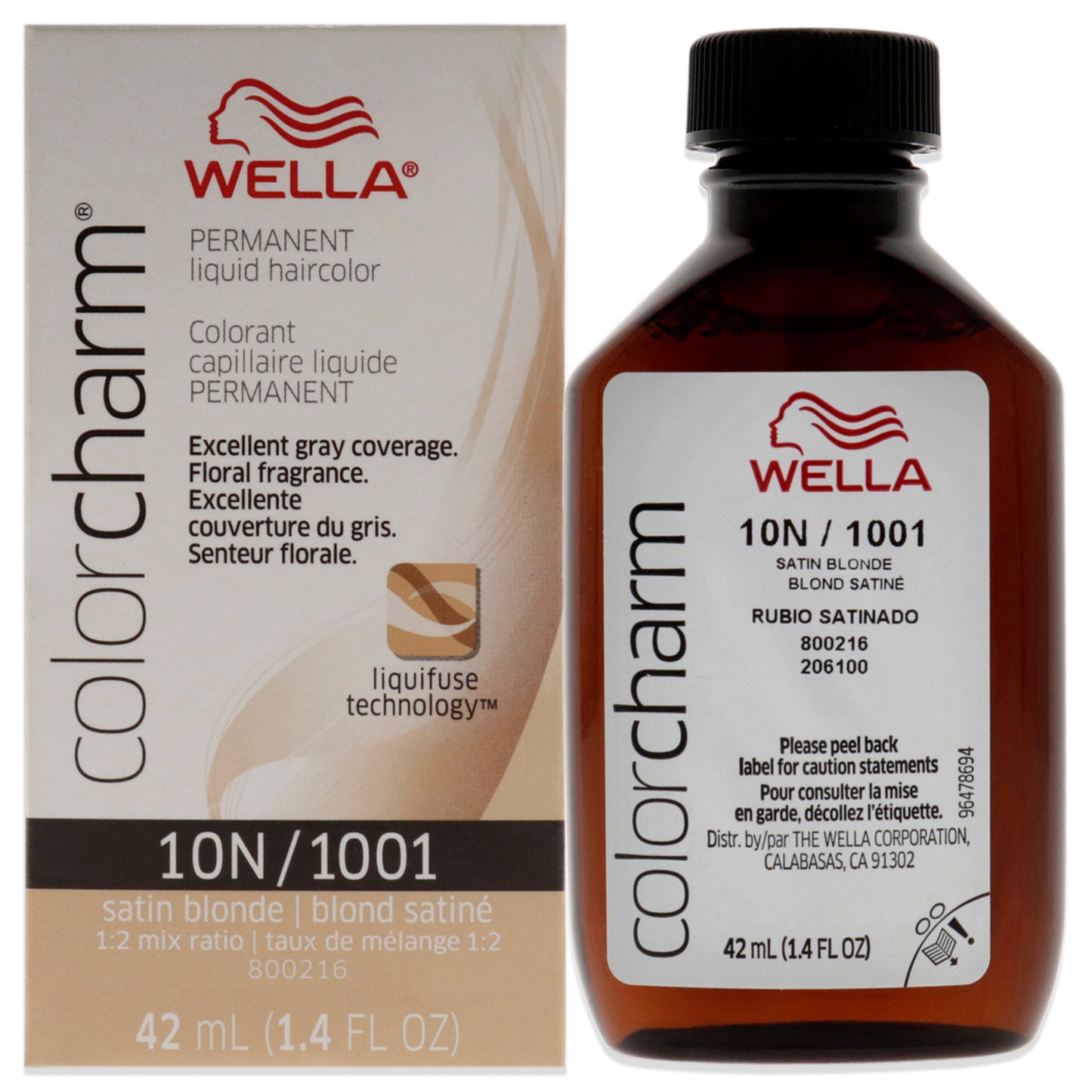 Color Charm Permanent Liquid Hair Color - 1001 10N Satin Blonde by Wella for Unisex - 1.42 oz Hair Color