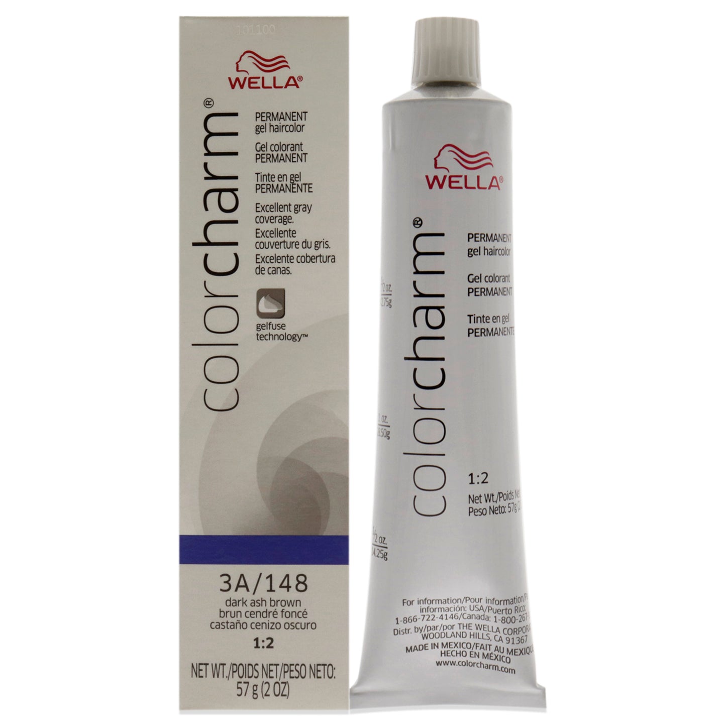 Color Charm Permanent Hair Color Gel - 148 3A Dark Ash Brown by Wella for Unisex - 2 oz Hair Color