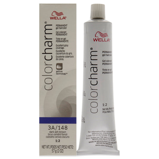 Color Charm Permanent Hair Color Gel - 148 3A Dark Ash Brown by Wella for Unisex - 2 oz Hair Color