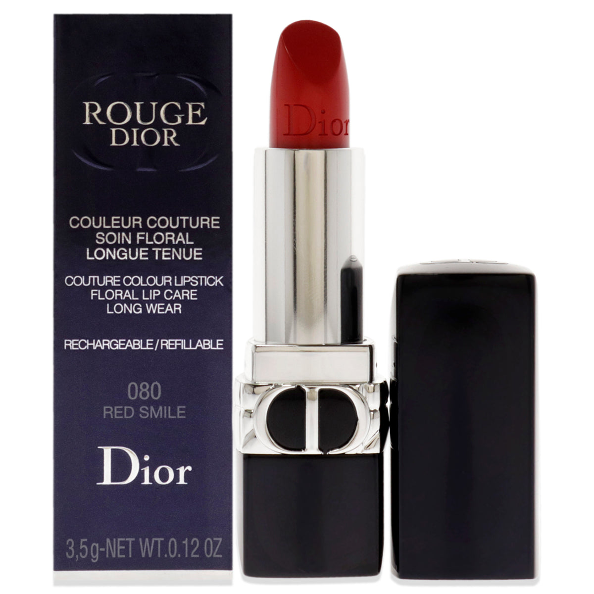 Rouge Dior Couture Satin Lipstick - 080 Red Smile by Christian Dior for Women - 0.12 oz Lipstick (Refillable)