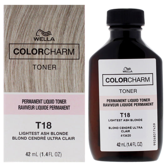 Color Charm Permanent Liquid Toner - T18 Lightest Ash Blonde by Wella for Unisex - 1.4 oz Toner