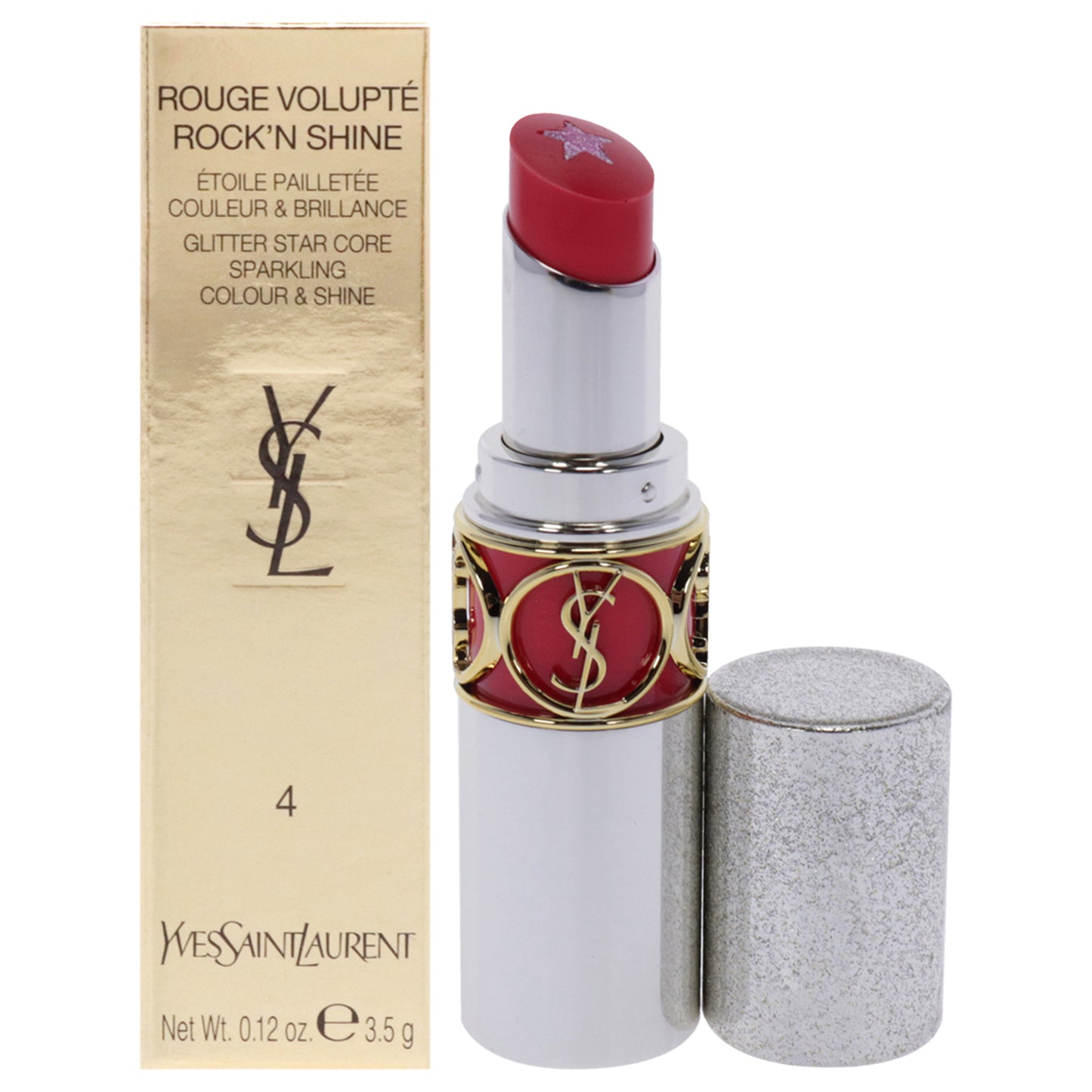 Rouge Volupte RockN Shine Lipstick - 04 Rock Band Pink by Yves Saint Laurent for Women - 0.12 oz Lipstick