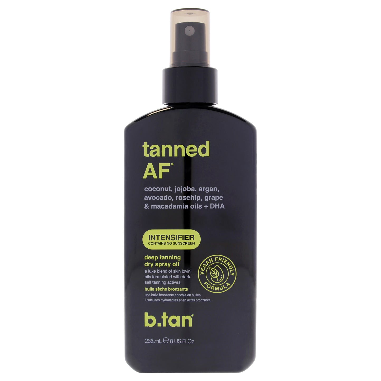 Tanned AF Intensifier Dry Tanning Oil by B.Tan for Unisex - 8 oz Sunscreen