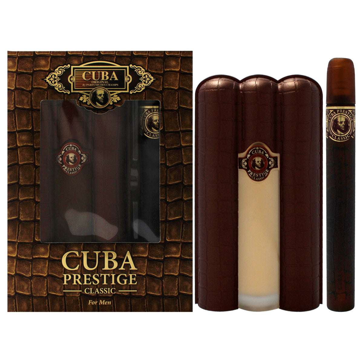 Cuba Prestige Classic by Cuba for Men - 2 Pc Gift Set 3oz EDT Spray, 1.17oz EDT Spray