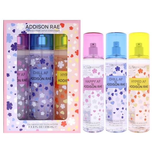 Addison Rae Set by Addison Rae for Women - 3 x 8 oz Fragrance Mist - Happy AF, Fragrance Mist - Chill AF, Fragrance Mist - Hyped AF
