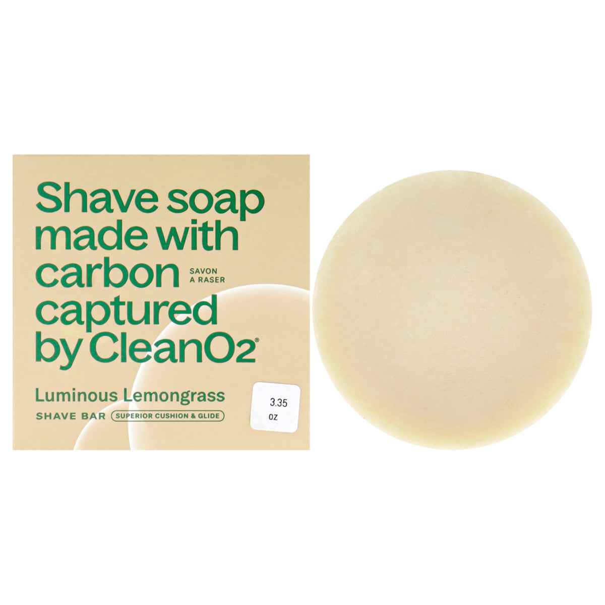 Shave Bar - Luminous Lemongrass by by CleanO2 for Men - 3.35 oz Bar Soap