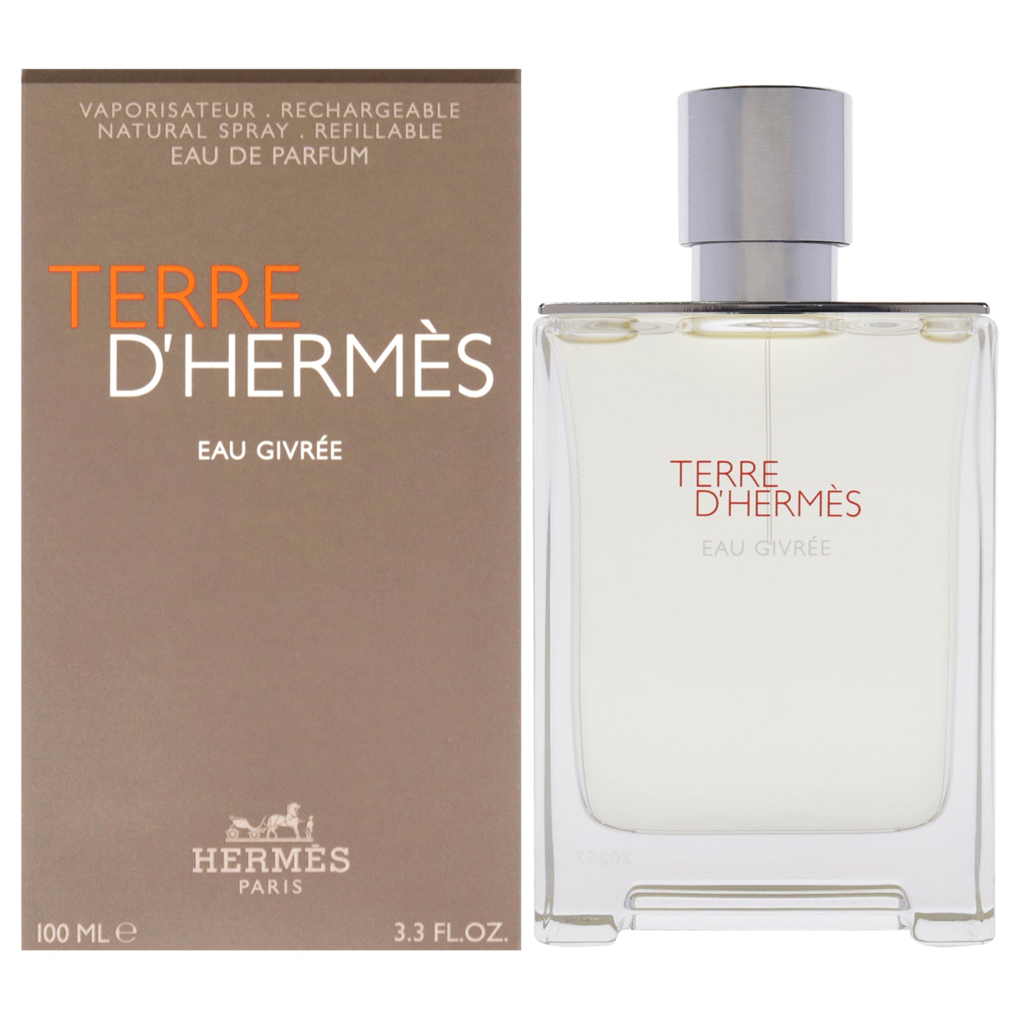 Terre DHermes Eau Givree by Hermes for Men - 3.3 oz EDP Spray (Refillable)