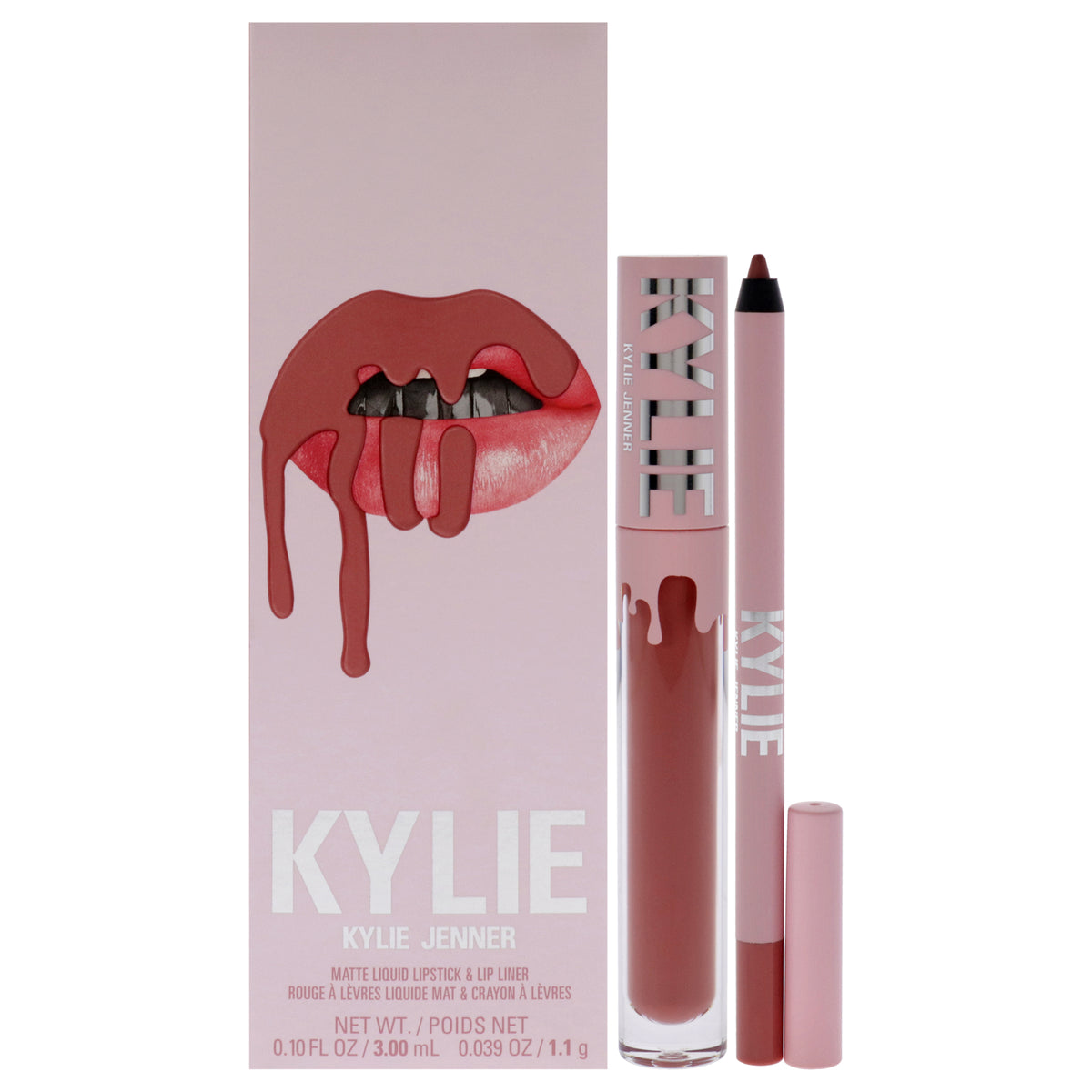 Matte Lip Kit - 301 Angel by Kylie Cosmetics for Women - 2 Pc 0.10oz Matte Liquid Lipstick, 0.039oz Lip Liner