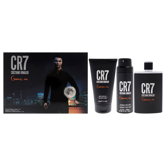 CR7 Game On by Cristiano Ronaldo for Men - 3 Pc Gift Set 3.4oz EDT Spray, 5.1oz Shower Gel, 5.1oz Body Spray