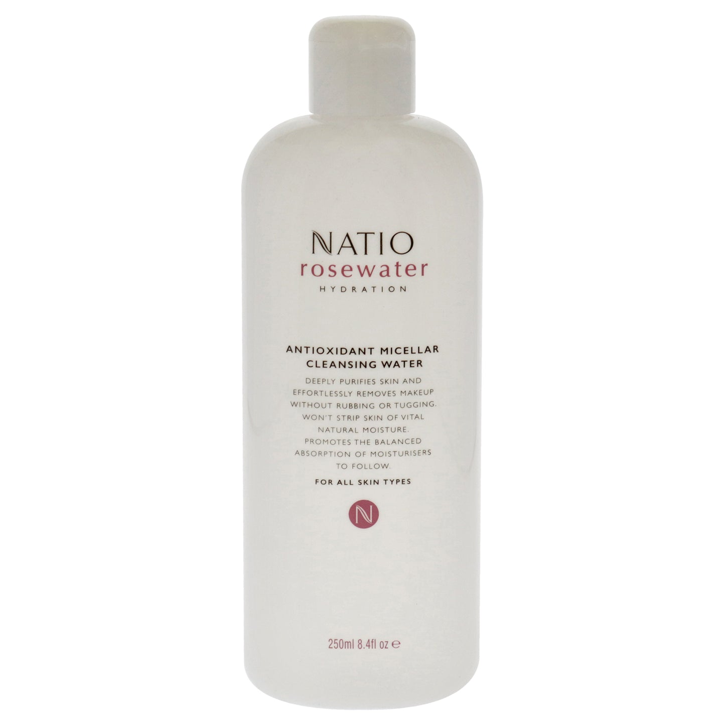 Rosewater Antioxidant Micellar Cleansing Water by Natio for Women - 8.4 oz Cleanser