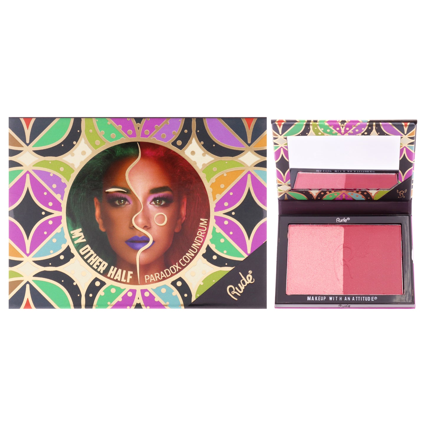 My Other Half Duo Shade Face Palette - Paradox Conundrum by Rude Cosmetics for Women - 0.458 oz Makeup