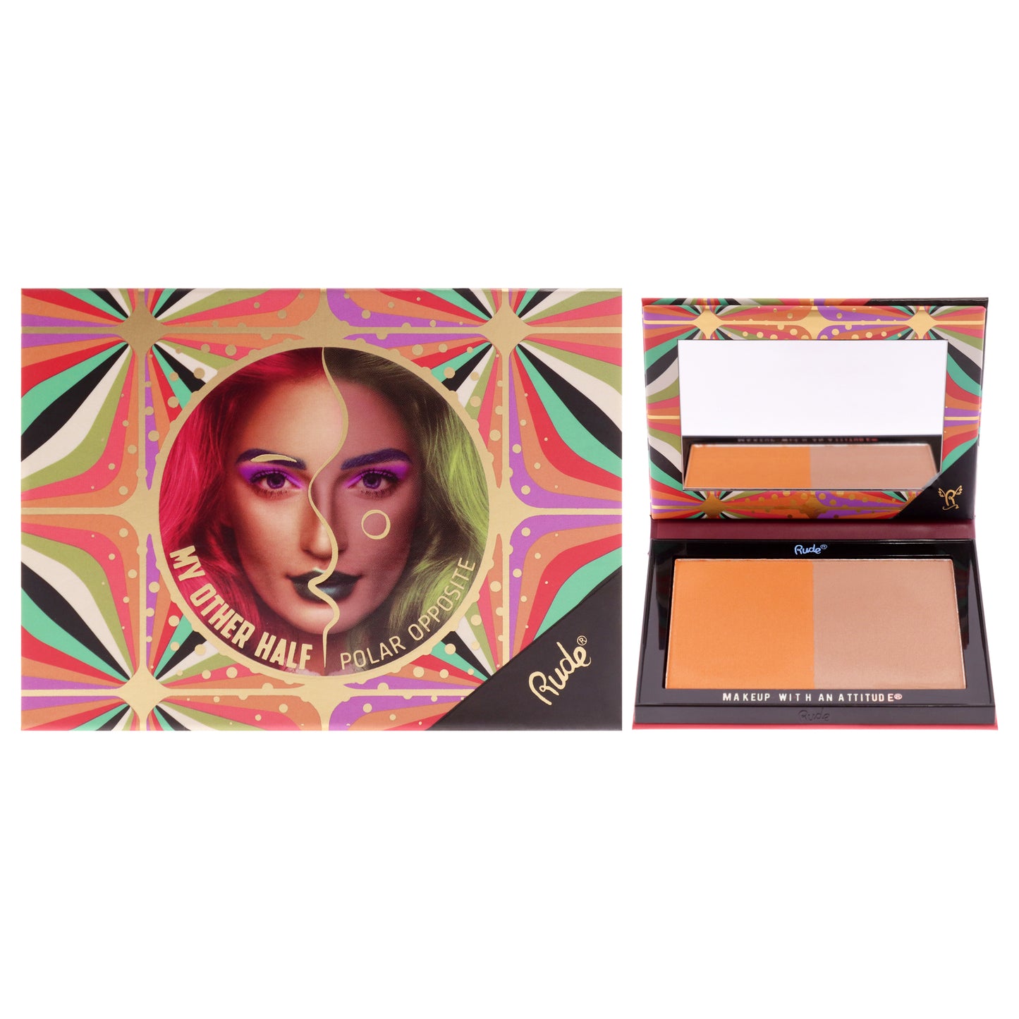 My Other Half Duo Shade Face Palette - Polar Opposite by Rude Cosmetics for Women - 0.458 oz Makeup