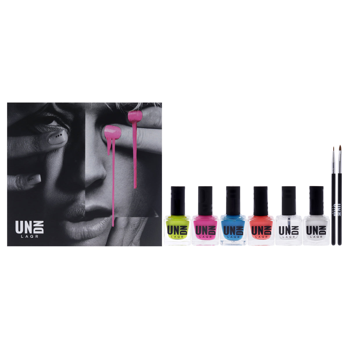 Washed Out Set by UNDN for Women - 6 Pc 0.5oz Nail Polish - 803 Green, 0.5oz Nail Polish - 1103 Pink, 0.5oz Nail Polish - 904 Blue, 0.5oz Nail Polish - 602 Orange, 0.5oz Nail Polish - 301 White, 0.5oz Nail Polish - 0101 Gloss