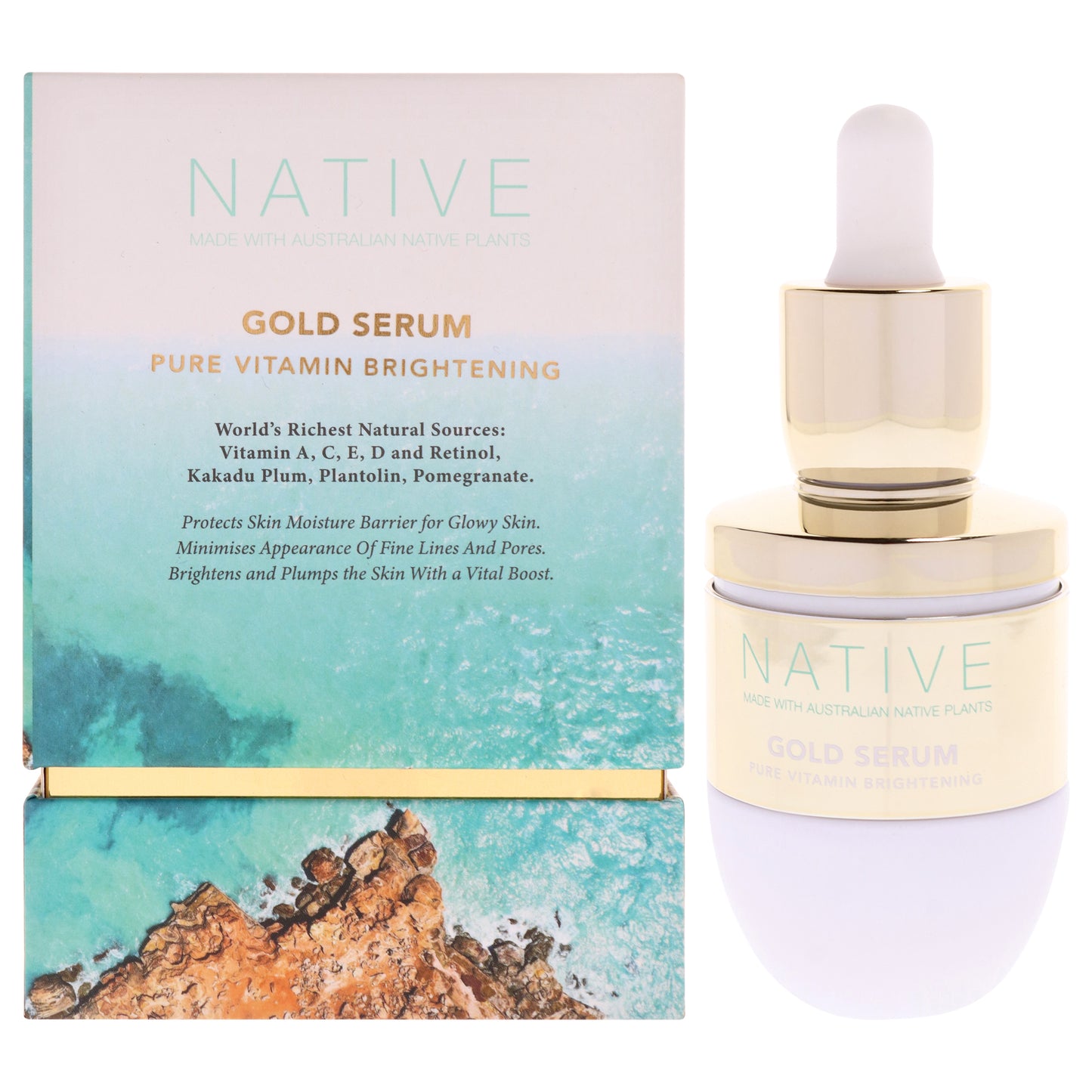Native Gold Pure Vitamin Brightening Serum by Klara for Women - 1.01 oz Serum