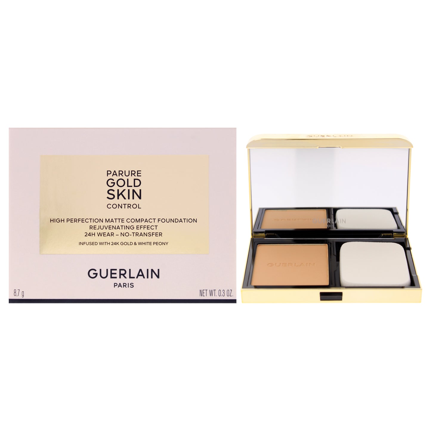 Parure Gold Skin Control Matte Compact Foundation - 3N Medium Skin with Neutral Beige Undertones by Guerlain for Women - 0.3 oz Foundation (Refillable)