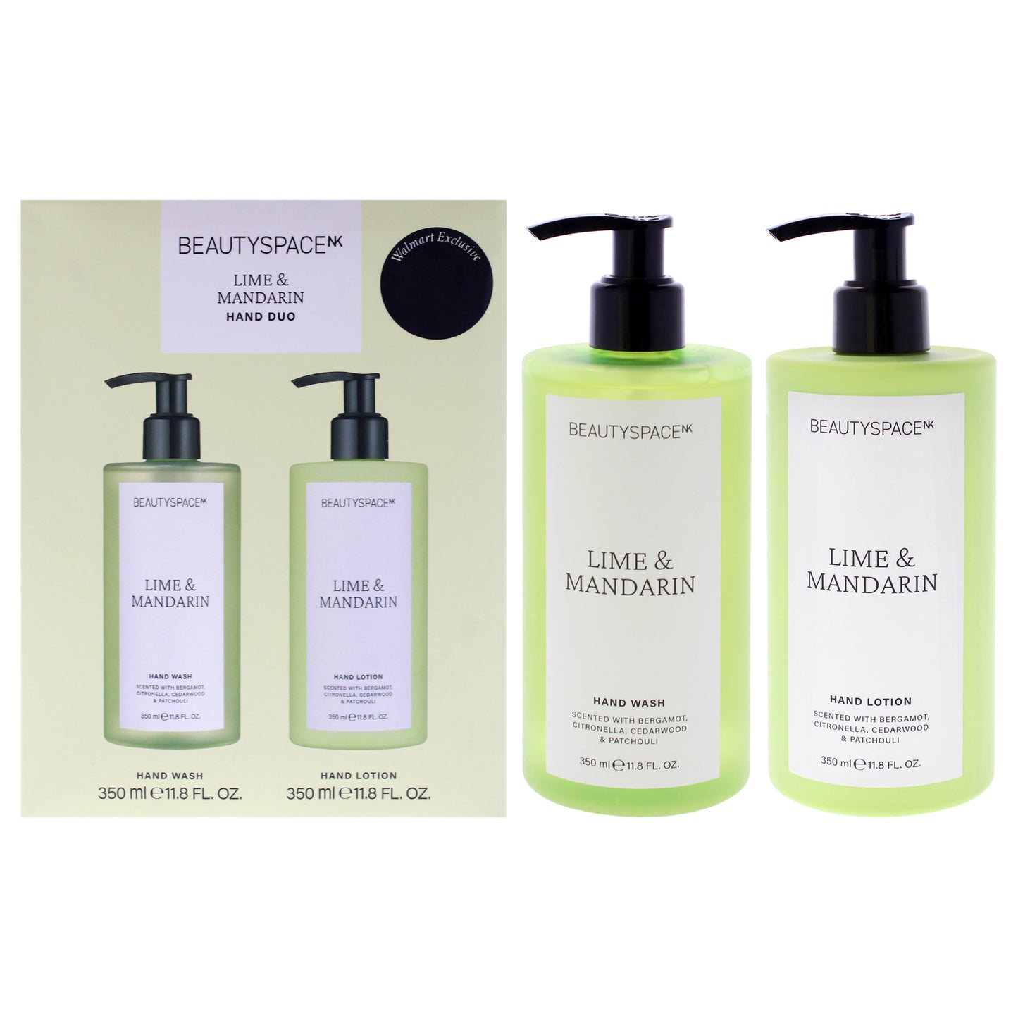 Beauty Space Hand Duo - Limen and Mandarin by BeautySpace for Unisex - 2 Pc 11.8oz Hand Lotion, 11.8oz Hand Wash