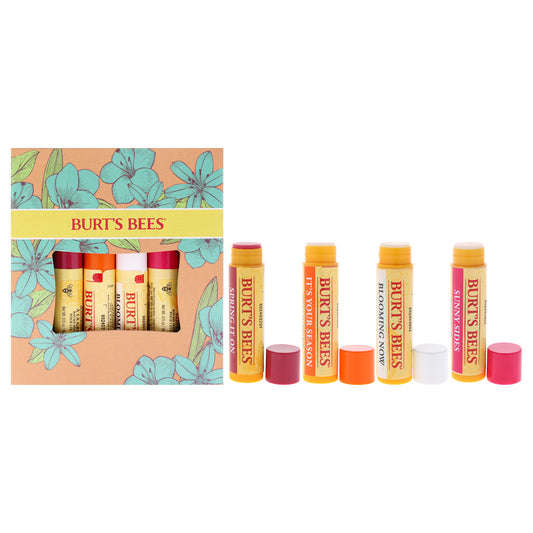 Just Picked Set by Burts Bees for Unisex - 4 Pc 0.15oz Lip Balm - Pomegranate, 0.15oz Lip Balm - Watermelon, 0.15oz Lip Balm - Sweet Mandarin, 0.15oz Lip Balm - Coconut and Pear