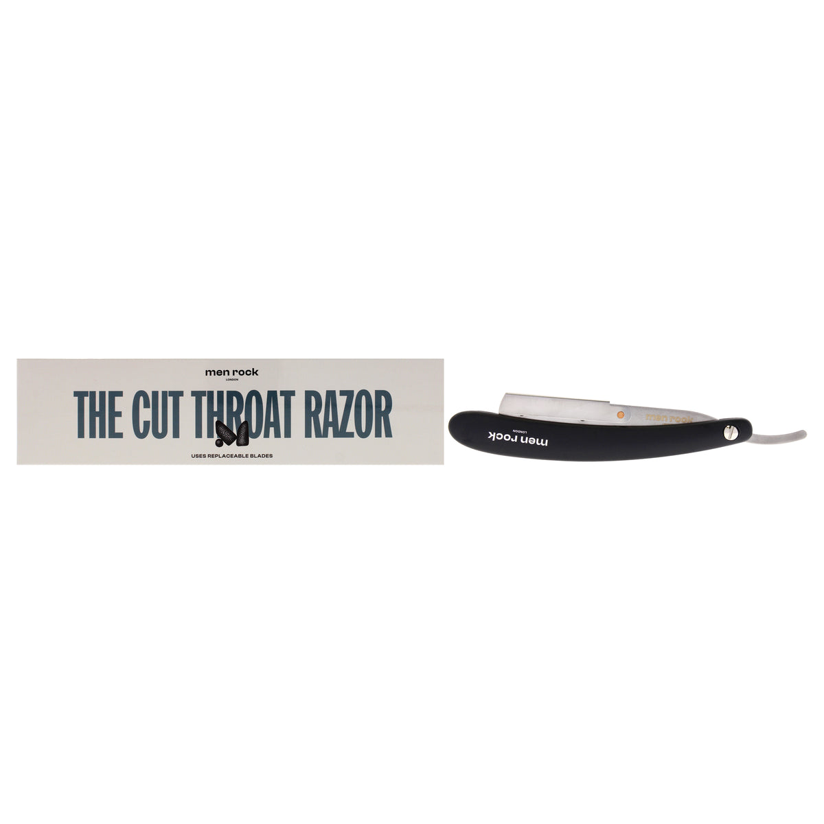 The Cut Throat Razor by Men Rock for Men - 6 Pc Cut Throat Shavette, 5Pc Blades