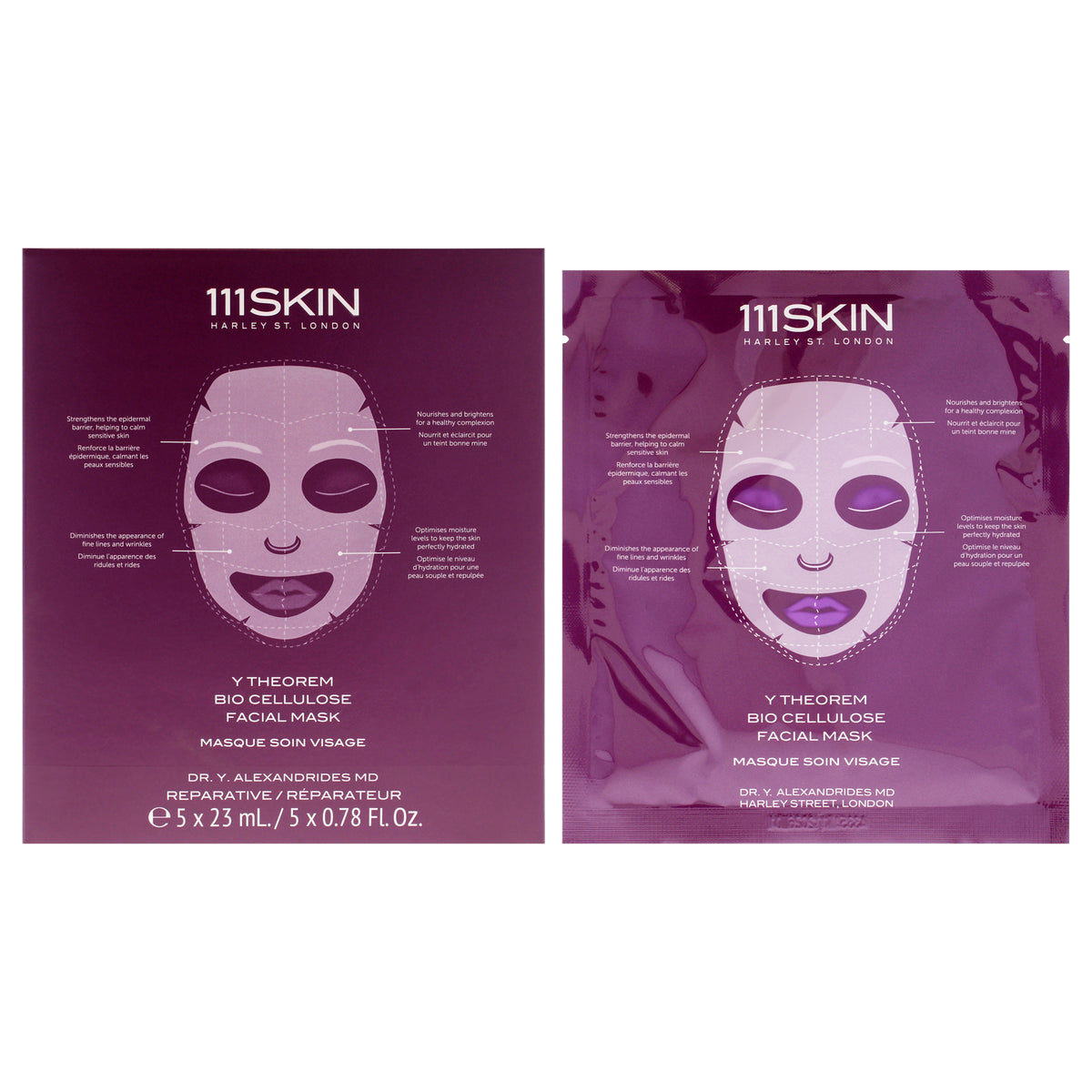 Y Theorem Bio Cellulose Facial Mask by 111Skin for Unisex - 5 Pc Mask