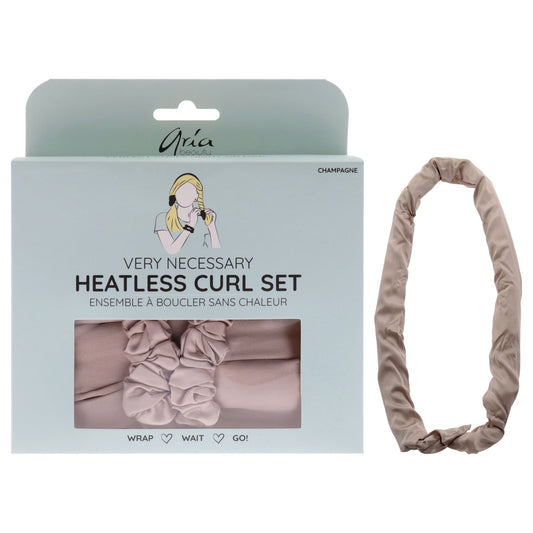 Very Necessary Heatless Curl Set - Champagne by Aria Beauty for Women - 3 Pc 1 Curling Rod Headband, 2 Scrunchies
