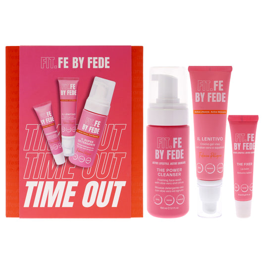 Active Lifestyle Time Out by Fit.Fe By Fede for Women - 3 Pc 5.1oz The Power Cleanser, 1.7oz The Reliever Face Gel Cream, 0.27oz The Fixer Lip Balm