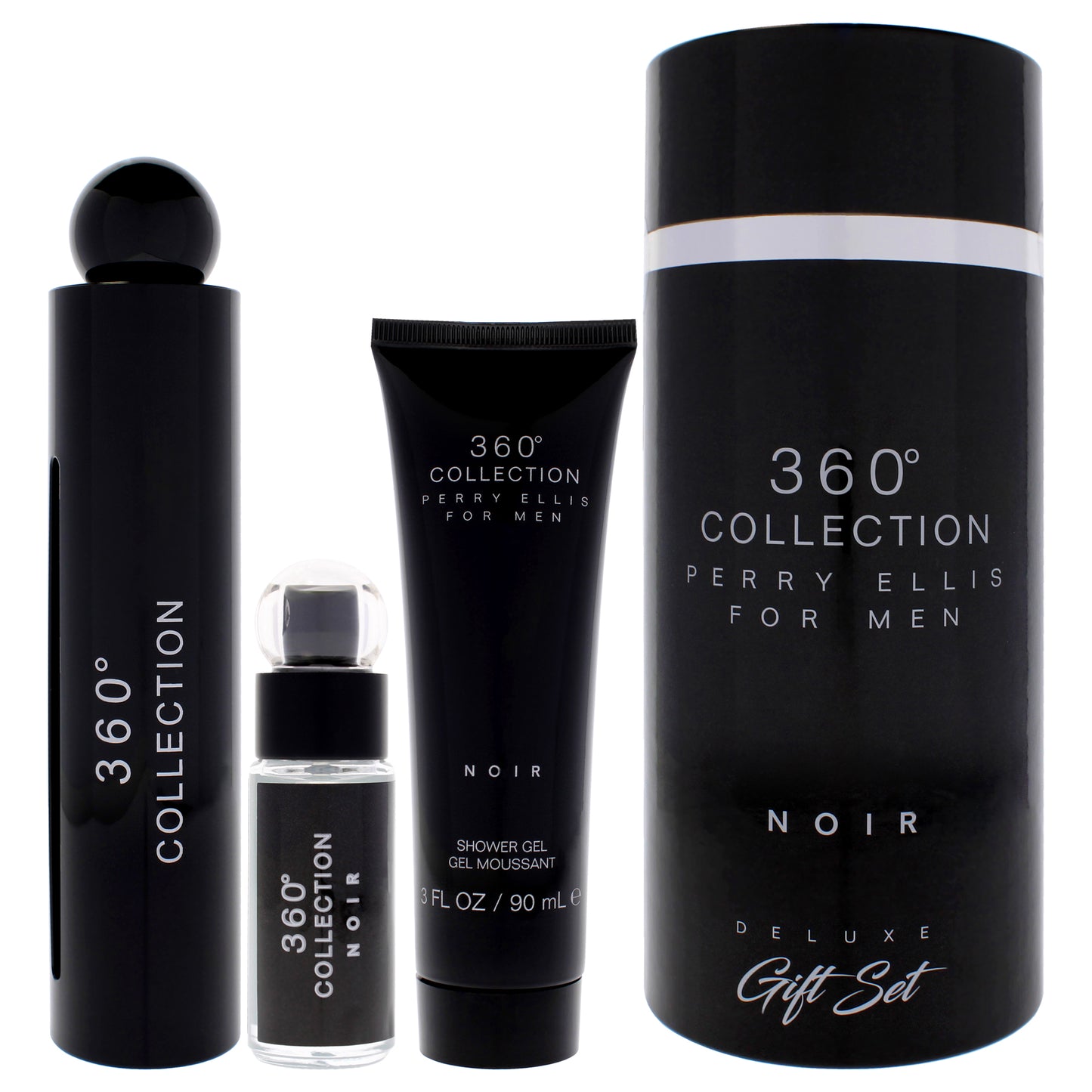 360 Black by Perry Ellis for Women - 3 Pc Gift Set 3.4oz EDP Spray, 0.25 EDP Spray (Mini), 3oz Shower Gel