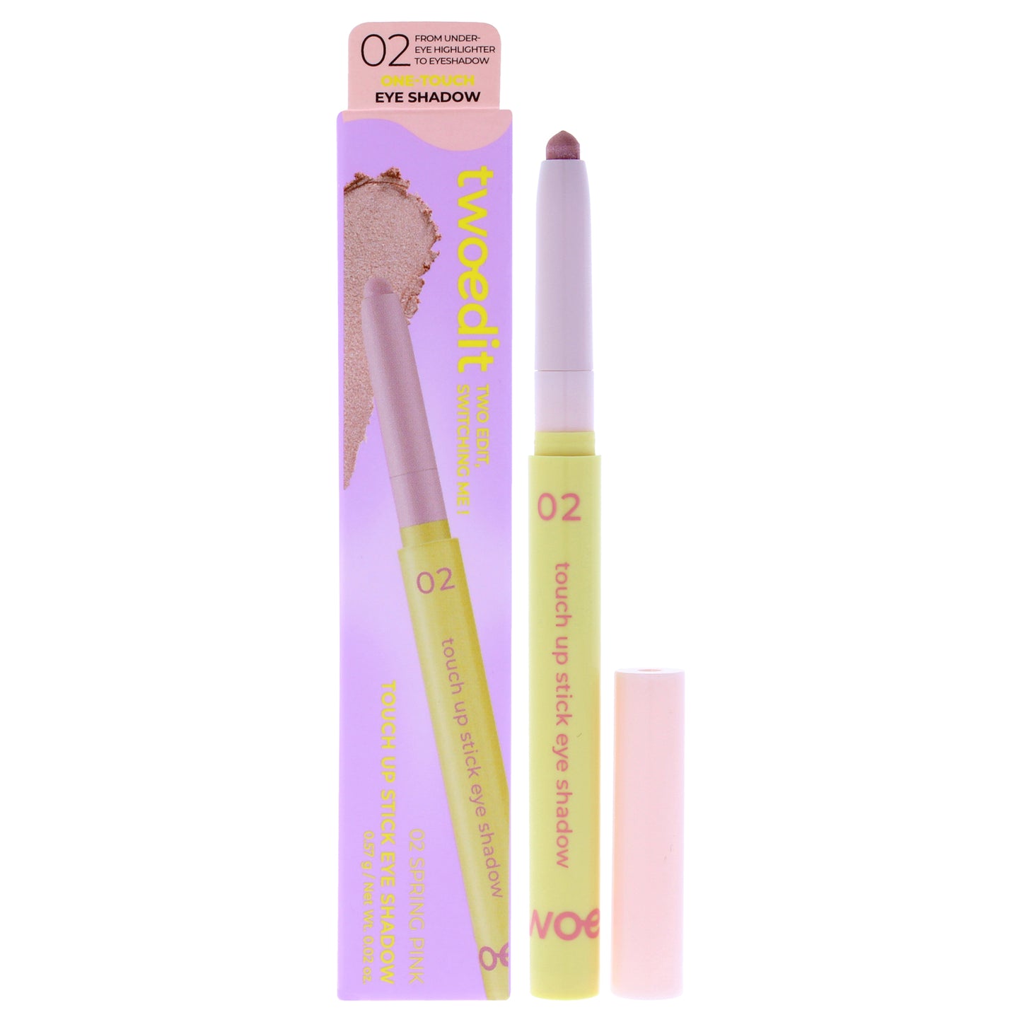 Touch Up Stick Eye Shadow - 02 Spring Pink by Two Edit for Women - 0.02 oz Eye Shadow