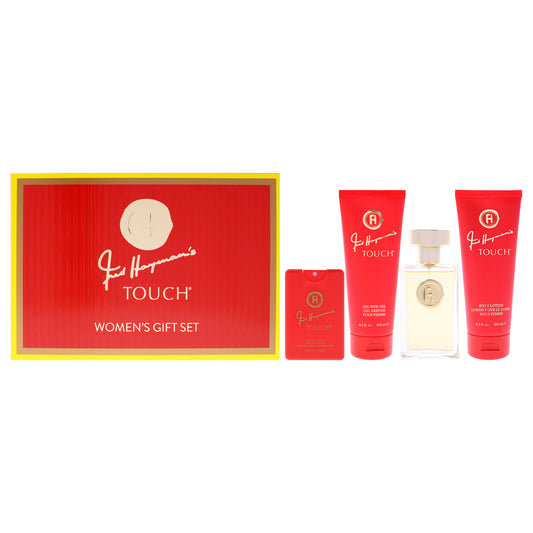 Touch by Fred Hayman for Women - 4 Pc Gift Set 3.4oz EDT Spray, 0.61oz EDT Spray, 6.7oz Body Lotion, 6.7oz Shower Gel