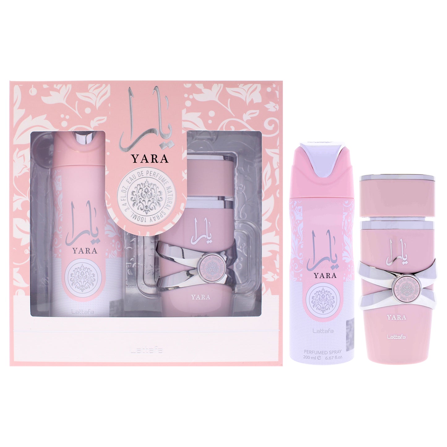 Yara by Lattafa for Women - 2 Pc Gift Set 3.4oz EDP Spray, 6.7oz Deodorant Spray