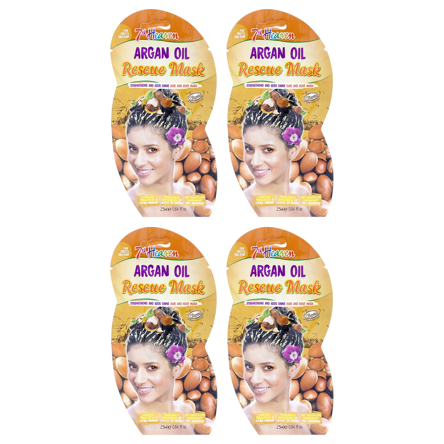 Argan Oil Hair and Root Rescue Mask by 7th Heaven for Women - 4 x 0.84 oz Mask
