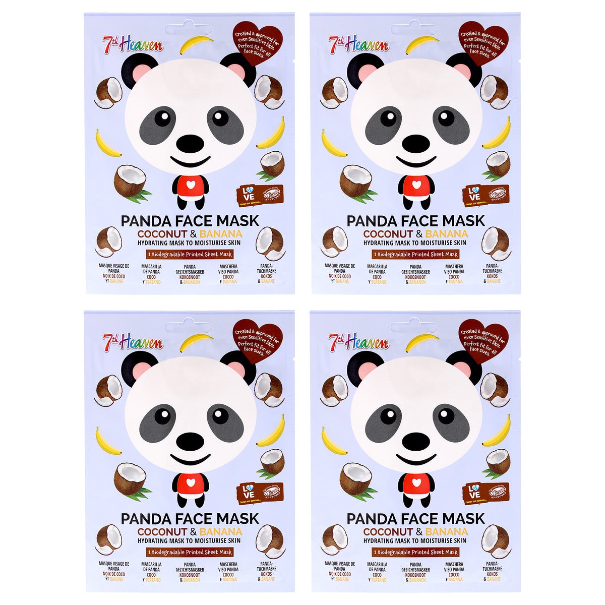 Panda Party Facial Sheet Mask by 7th Heaven for Kids - 4 Pc Mask